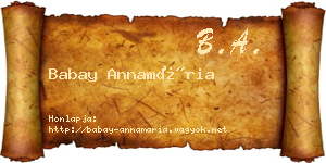 Babay Annamária névjegykártya
