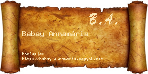Babay Annamária névjegykártya